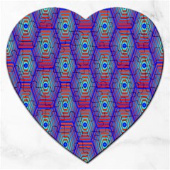 Red Blue Bee Hive Pattern Jigsaw Puzzle (heart) by Amaryn4rt