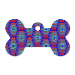 Red Blue Bee Hive Pattern Dog Tag Bone (one Side) by Amaryn4rt