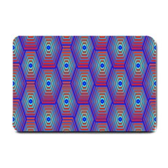 Red Blue Bee Hive Pattern Small Doormat  by Amaryn4rt