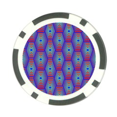 Red Blue Bee Hive Pattern Poker Chip Card Guard by Amaryn4rt