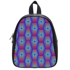 Red Blue Bee Hive Pattern School Bags (small)  by Amaryn4rt