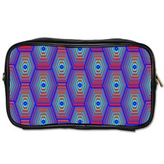 Red Blue Bee Hive Pattern Toiletries Bags 2-side