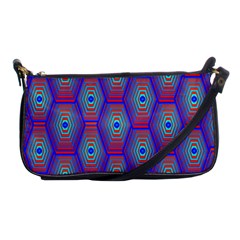 Red Blue Bee Hive Pattern Shoulder Clutch Bags by Amaryn4rt