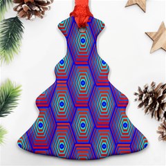 Red Blue Bee Hive Pattern Ornament (christmas Tree) 