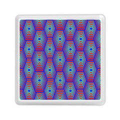 Red Blue Bee Hive Pattern Memory Card Reader (square)  by Amaryn4rt