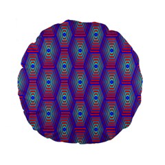 Red Blue Bee Hive Pattern Standard 15  Premium Flano Round Cushions