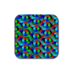 Bee Hive Color Disks Rubber Square Coaster (4 Pack)  by Amaryn4rt