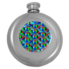 Bee Hive Color Disks Round Hip Flask (5 Oz) by Amaryn4rt