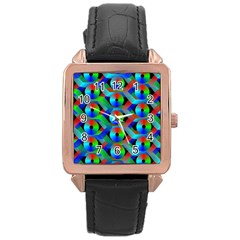 Bee Hive Color Disks Rose Gold Leather Watch 