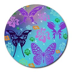 Butterfly Vector Background Round Mousepads by Amaryn4rt