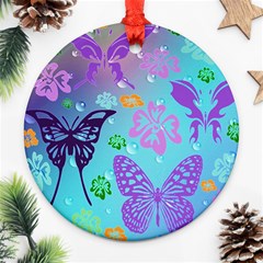 Butterfly Vector Background Ornament (round) by Amaryn4rt