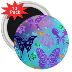 Butterfly Vector Background 3  Magnets (10 Pack)  by Amaryn4rt