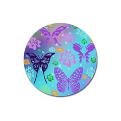 Butterfly Vector Background Magnet 3  (round) by Amaryn4rt