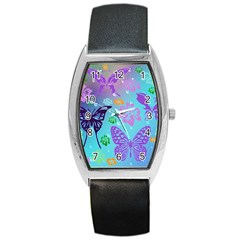 Butterfly Vector Background Barrel Style Metal Watch by Amaryn4rt