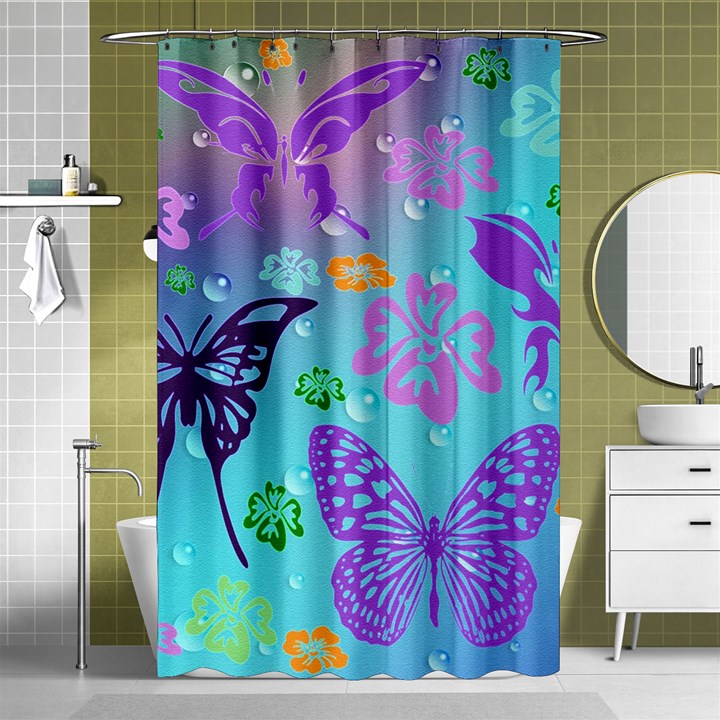 Butterfly Vector Background Shower Curtain 48  x 72  (Small) 