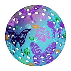 Butterfly Vector Background Round Filigree Ornament (two Sides)