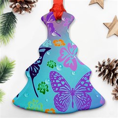 Butterfly Vector Background Christmas Tree Ornament (two Sides)