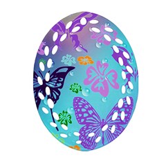 Butterfly Vector Background Oval Filigree Ornament (two Sides)