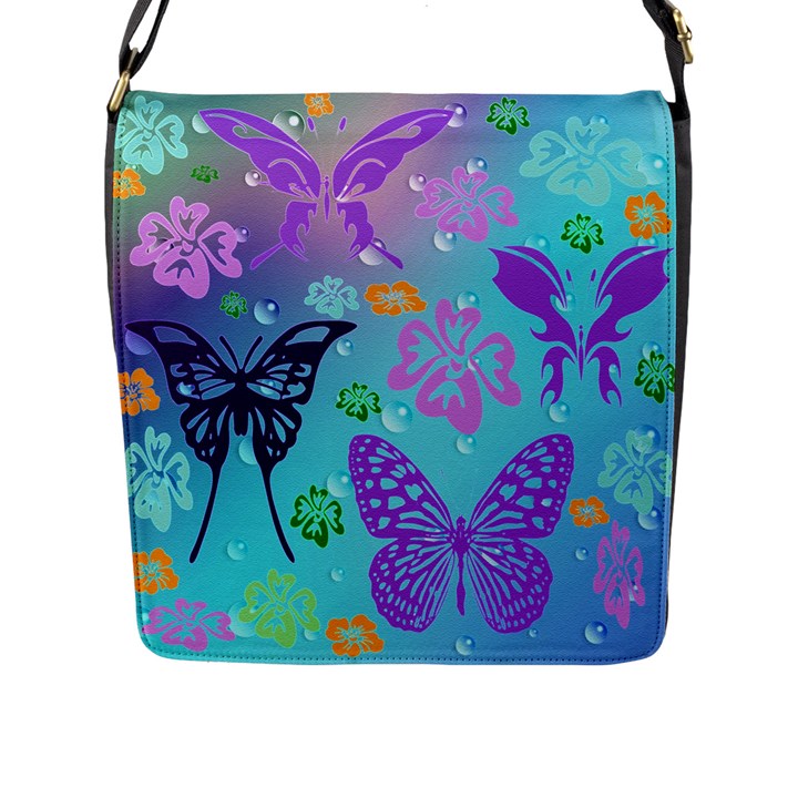 Butterfly Vector Background Flap Messenger Bag (L) 