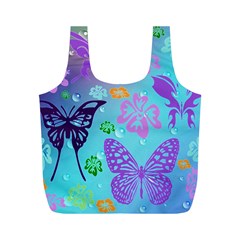 Butterfly Vector Background Full Print Recycle Bags (m)  by Amaryn4rt