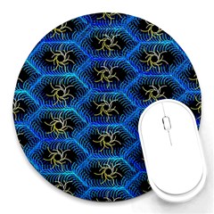 Blue Bee Hive Pattern Round Mousepads by Amaryn4rt