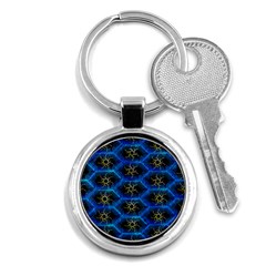 Blue Bee Hive Pattern Key Chains (round)  by Amaryn4rt