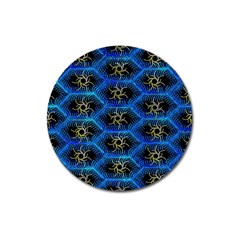 Blue Bee Hive Pattern Magnet 3  (round) by Amaryn4rt