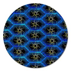 Blue Bee Hive Pattern Magnet 5  (round) by Amaryn4rt