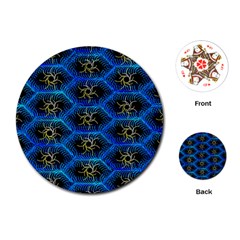 Blue Bee Hive Pattern Playing Cards (round)  by Amaryn4rt