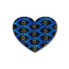 Blue Bee Hive Pattern Heart Coaster (4 Pack)  by Amaryn4rt