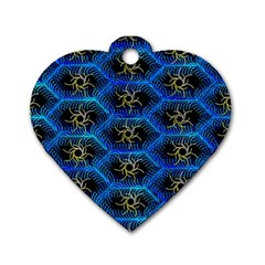 Blue Bee Hive Pattern Dog Tag Heart (two Sides) by Amaryn4rt