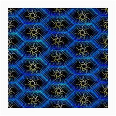 Blue Bee Hive Pattern Medium Glasses Cloth (2-side) by Amaryn4rt