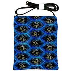 Blue Bee Hive Pattern Shoulder Sling Bags by Amaryn4rt