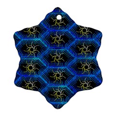 Blue Bee Hive Pattern Snowflake Ornament (two Sides) by Amaryn4rt