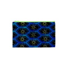 Blue Bee Hive Pattern Cosmetic Bag (xs)