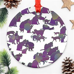 Many Cats Silhouettes Texture Ornament (round) by Amaryn4rt