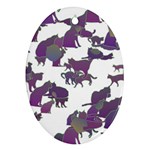 Many Cats Silhouettes Texture Ornament (Oval) Front