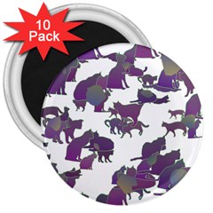 Many Cats Silhouettes Texture 3  Magnets (10 Pack)  by Amaryn4rt