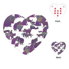 Many Cats Silhouettes Texture Playing Cards (heart) 