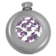 Many Cats Silhouettes Texture Round Hip Flask (5 Oz) by Amaryn4rt