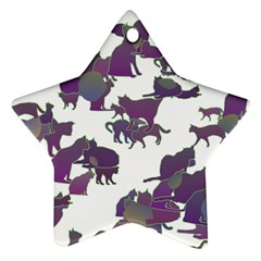 Many Cats Silhouettes Texture Star Ornament (two Sides) by Amaryn4rt