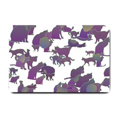 Many Cats Silhouettes Texture Small Doormat  by Amaryn4rt