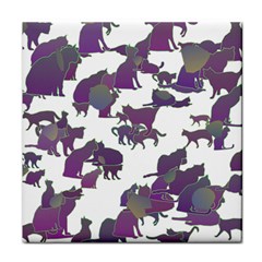 Many Cats Silhouettes Texture Face Towel by Amaryn4rt