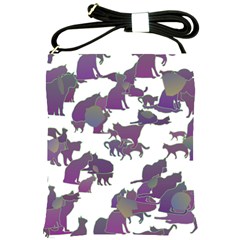 Many Cats Silhouettes Texture Shoulder Sling Bags by Amaryn4rt