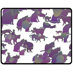 Many Cats Silhouettes Texture Fleece Blanket (medium)  by Amaryn4rt