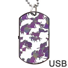 Many Cats Silhouettes Texture Dog Tag Usb Flash (one Side)