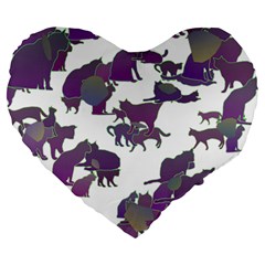 Many Cats Silhouettes Texture Large 19  Premium Heart Shape Cushions by Amaryn4rt