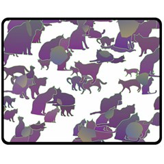 Many Cats Silhouettes Texture Double Sided Fleece Blanket (medium) 