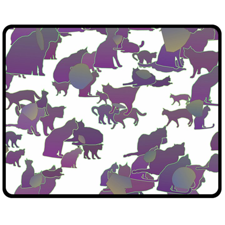 Many Cats Silhouettes Texture Double Sided Fleece Blanket (Medium) 