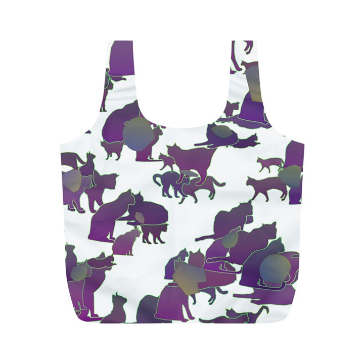 Many Cats Silhouettes Texture Full Print Recycle Bags (M) 